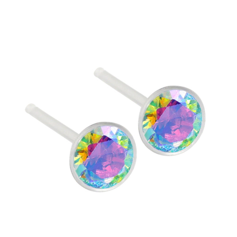 Small Color Zircon Ear Simple Resin Stud Earrings