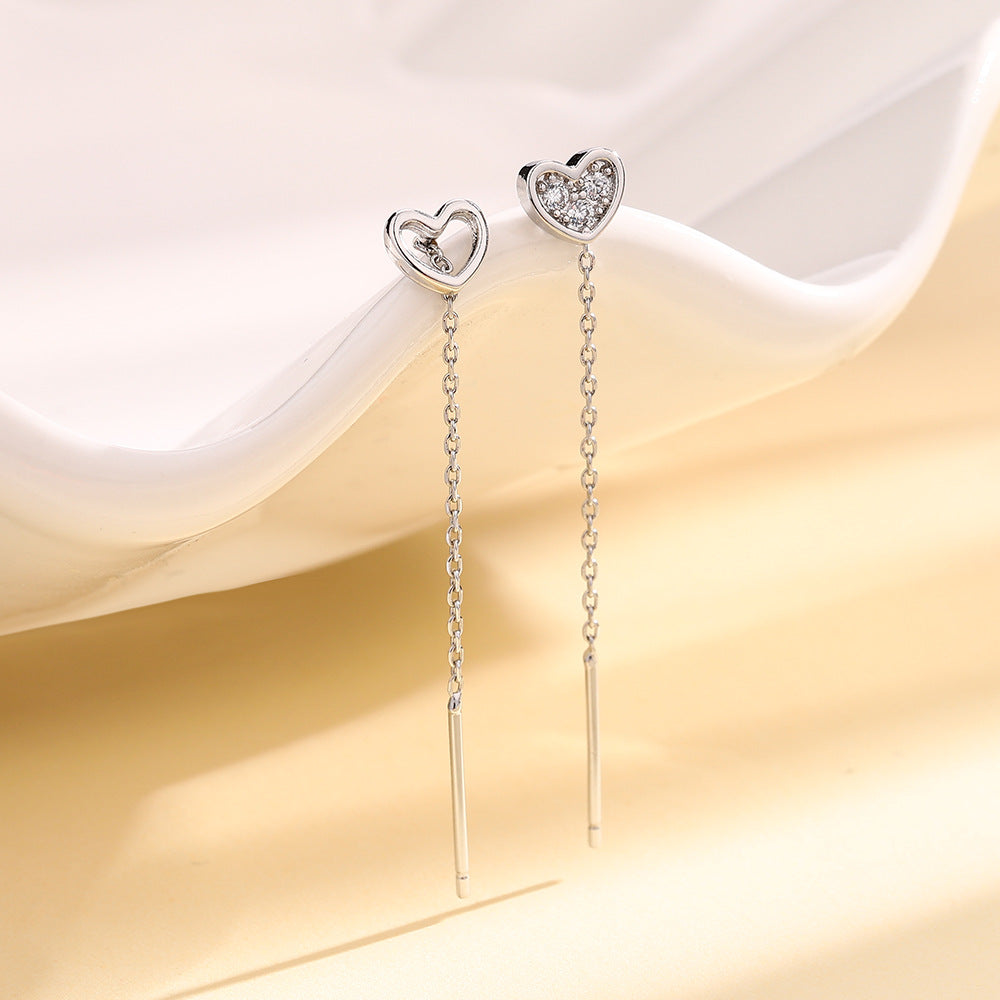 Heart Zircon Sweet Temperament Super Heart-shaped Ear Line