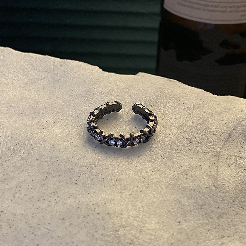 Female Twin Design Personality Simple Zircon Rings