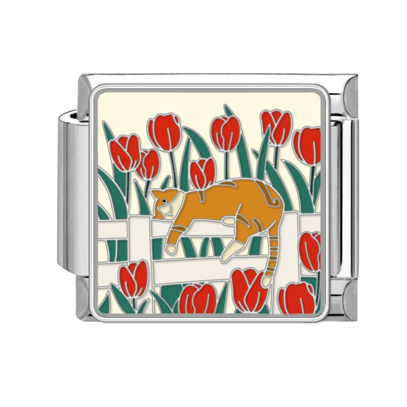 Cute Pet Dog Italian Module Stainless Steel Bracelet