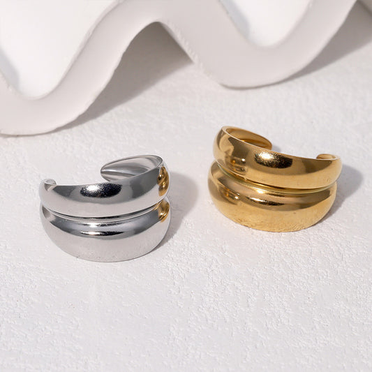 Steel Fashion Simple Classic Retro Gold Ring