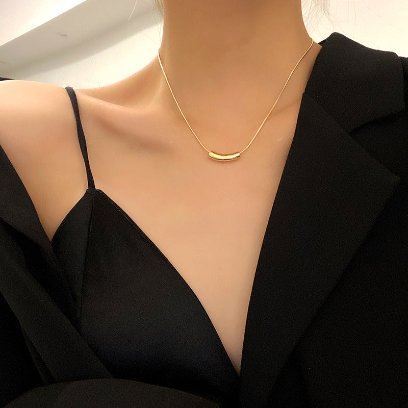 Titanium Steel No Fading Small Eggplant Clavicle Chain Gold Niche Necklaces