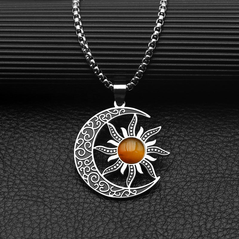 Stainless Steel Fashion Moon Sun Bohemian Titanium Clavicle Necklace