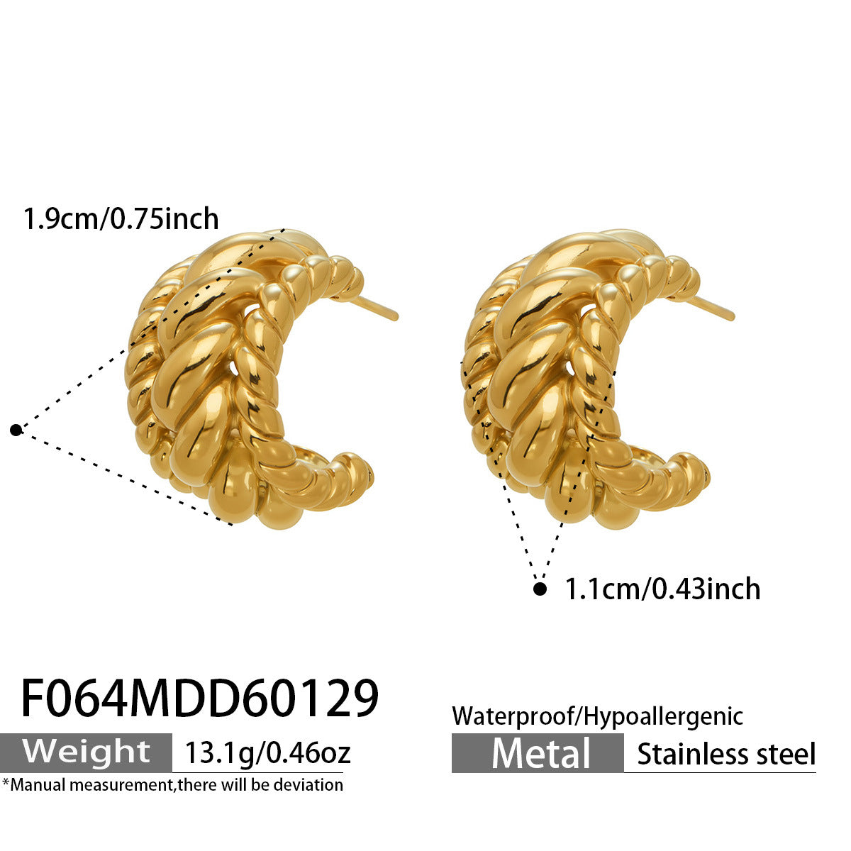 Twisted Geometric Fashionable Exquisite Elegant Trendy Stainless Earrings