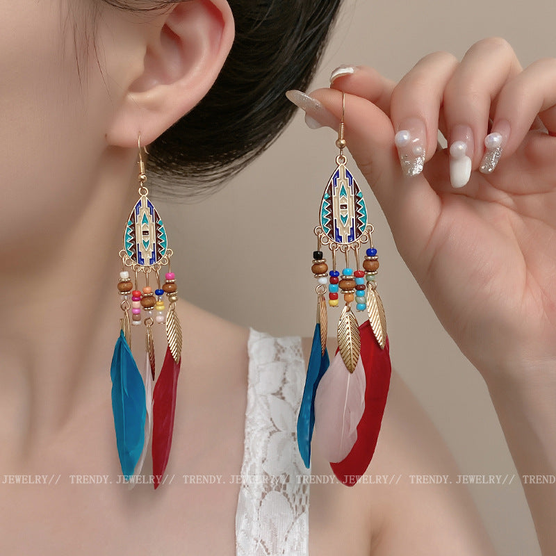 Women's Style Antique Bohemian Long Fringe High Sense Vacation Earrings