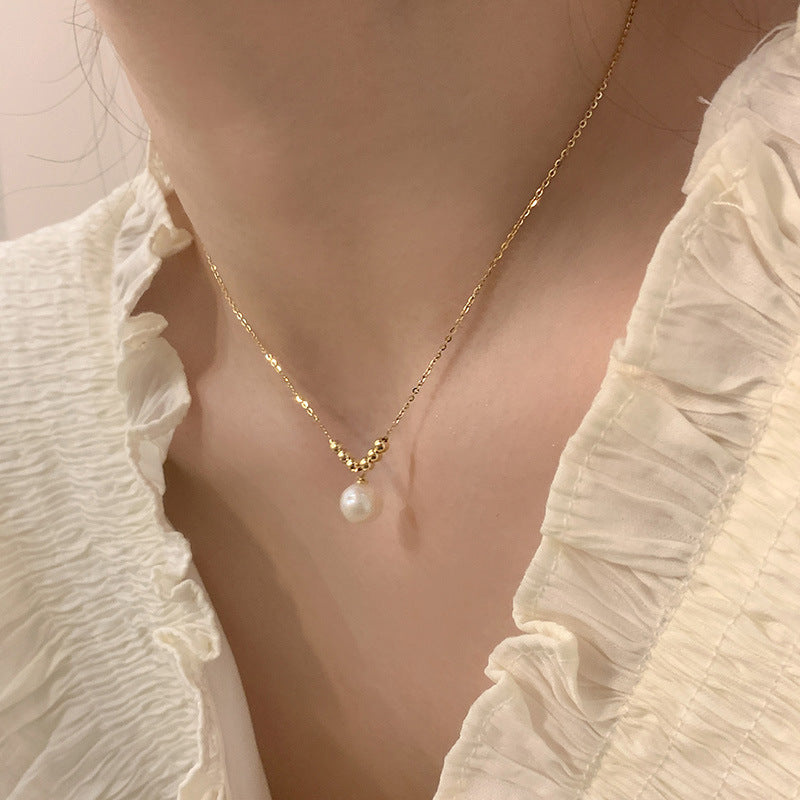 Women's Golden Bean Clavicle Chain Light Luxury Necklaces