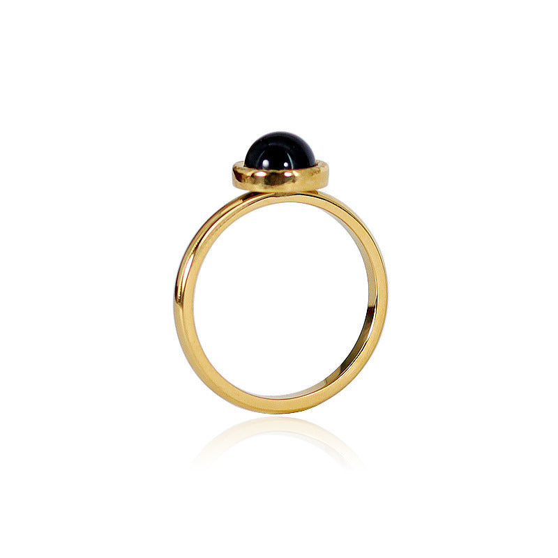 Women's Steel With Colorful Natural Stone Red Agate Ring