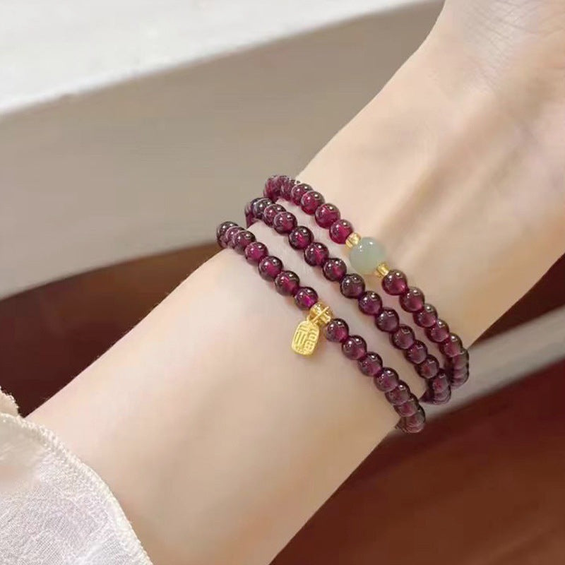 Natural Wine Red Real Garnet Female Strawberry Lucky Bracelets