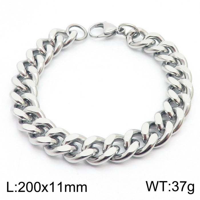 Men's Fashion Side Flat Chain Stainless Steel Bracelets