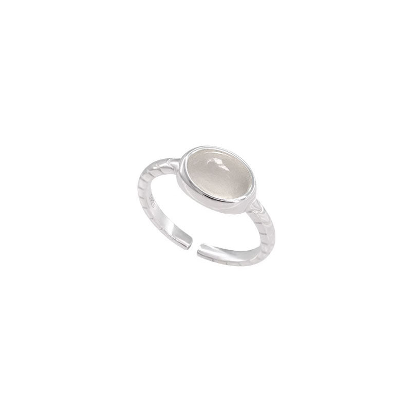 Agate Female White Chalcedony Niche Cold Rings