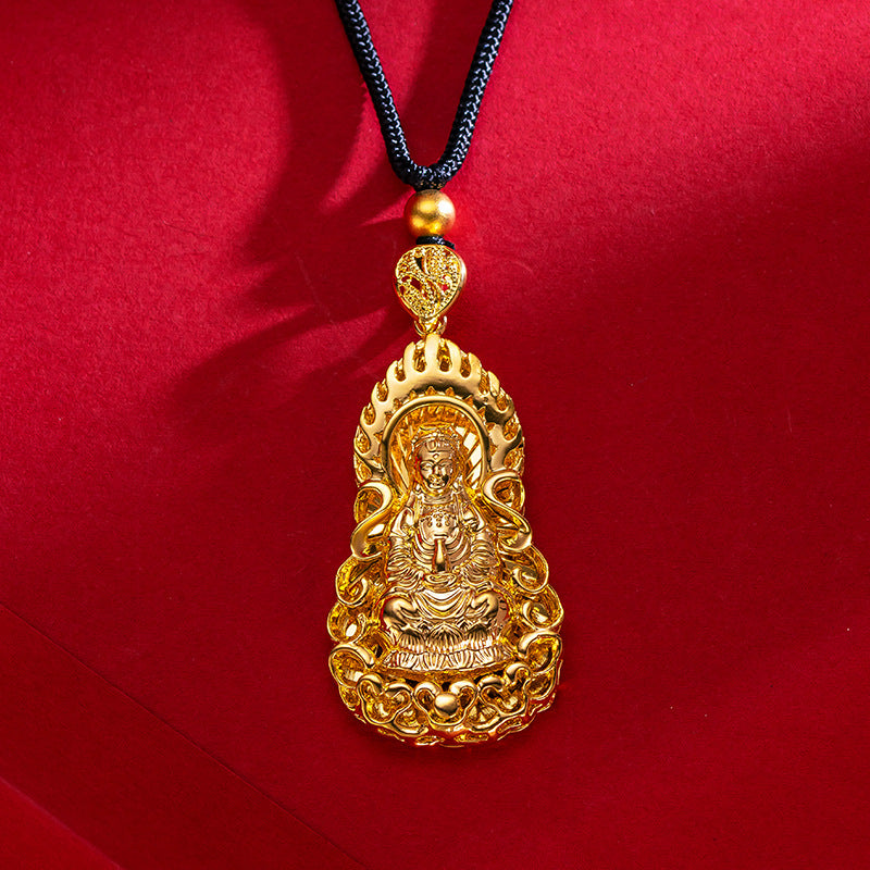 Women's & Men's Gold-plated Avalokitesvara Gold Version Fire Big Pendants