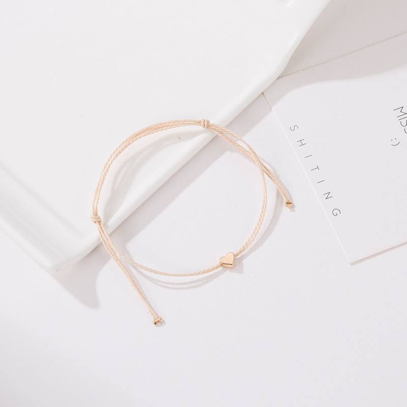 Simple Hemp Rope Cord Heart-shaped Small Bracelets