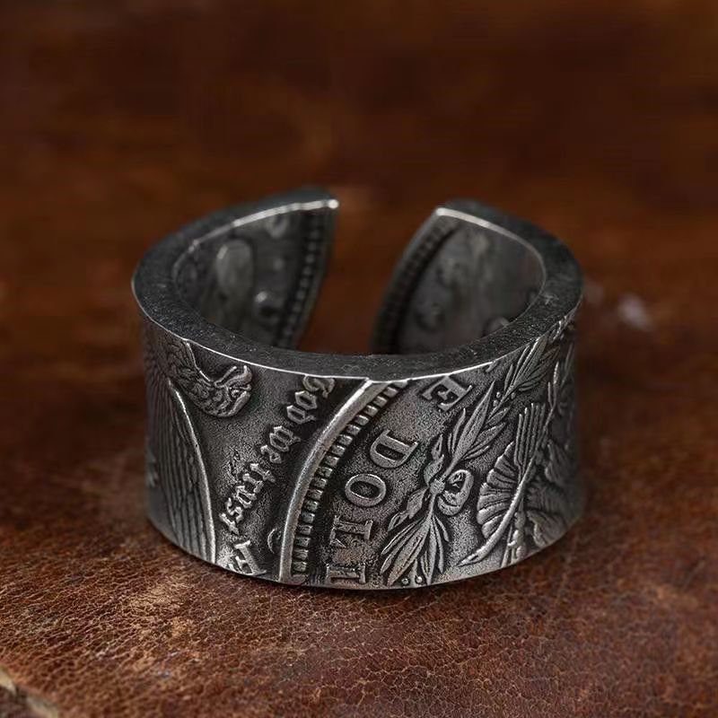 Coin Transformation Male Personality Retro With Opening Female Splendid Trendy Ring