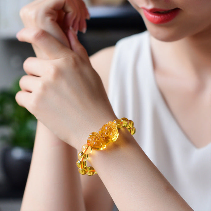 Wu Brazil Citrine Pi Single Circle Male Female Matching Bracelet