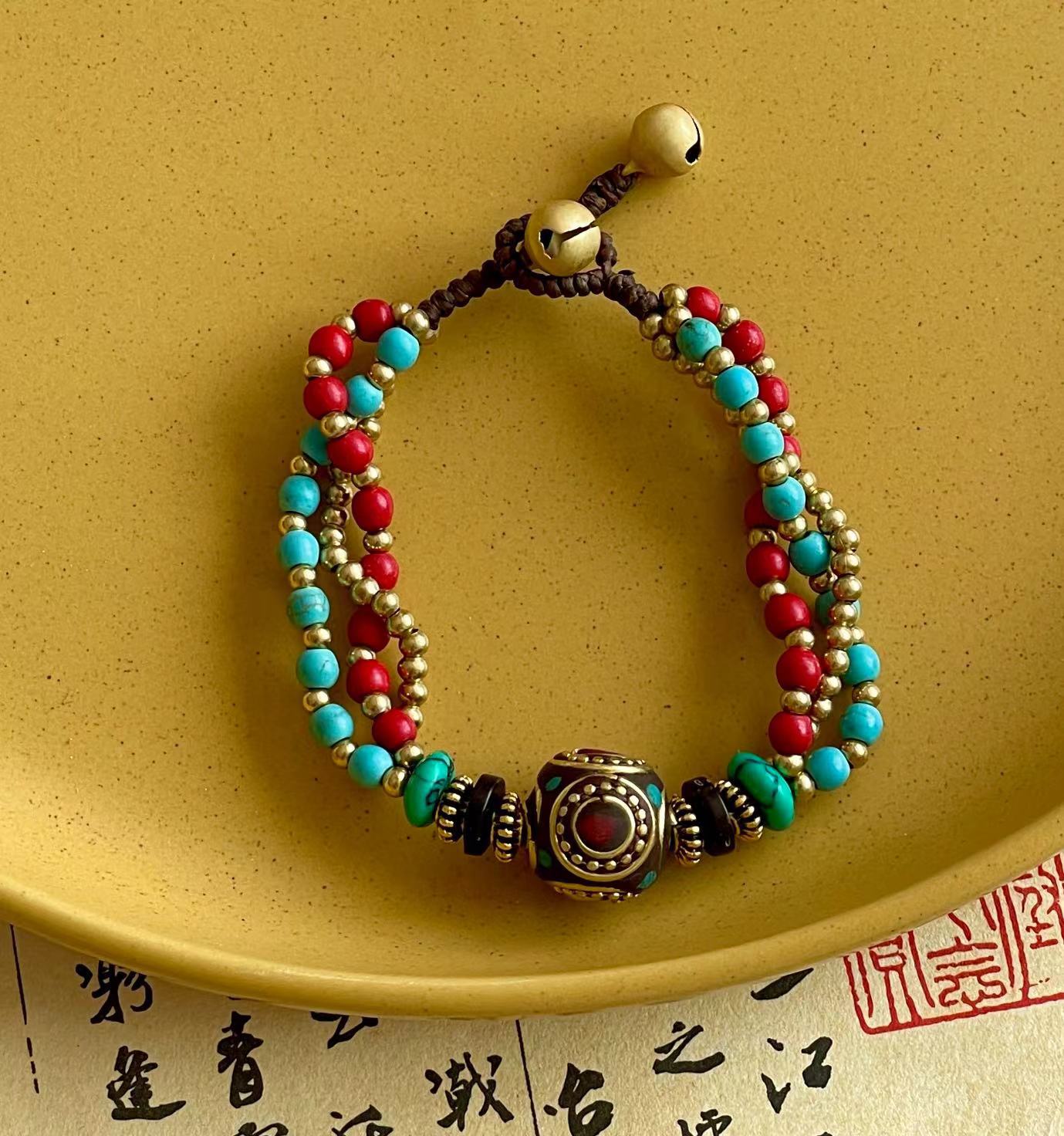 Handmade Weave Vintage Nepal Ancient Pure Copper Ethnic Style Tibetan Bracelet