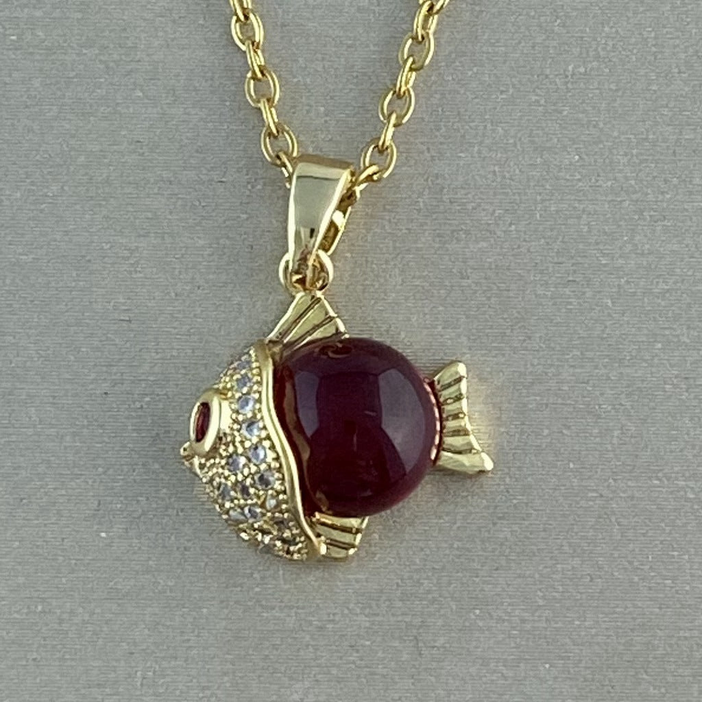 Women's Real Gold Plating Opal Fox Clover Pendants