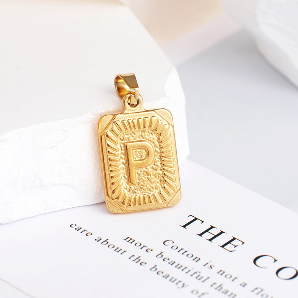 Gold English Letter Tag Simple Sweater Pendants