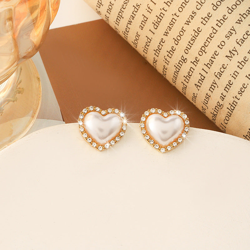 Simple Retro Sier Needle Pearl High Sense Ear Earrings