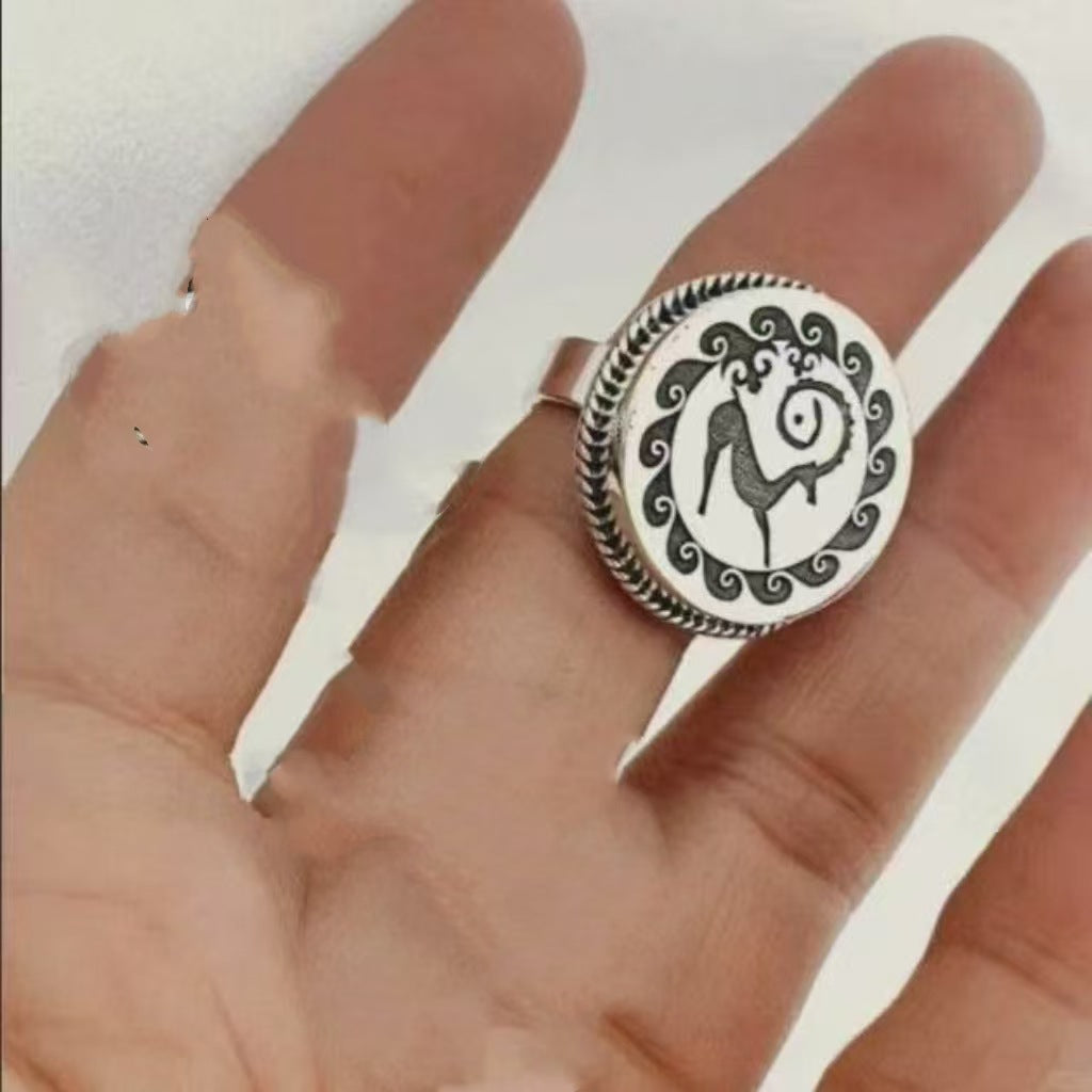 Kazakh Element Open Ethnic Style Simple Niche Index Ring