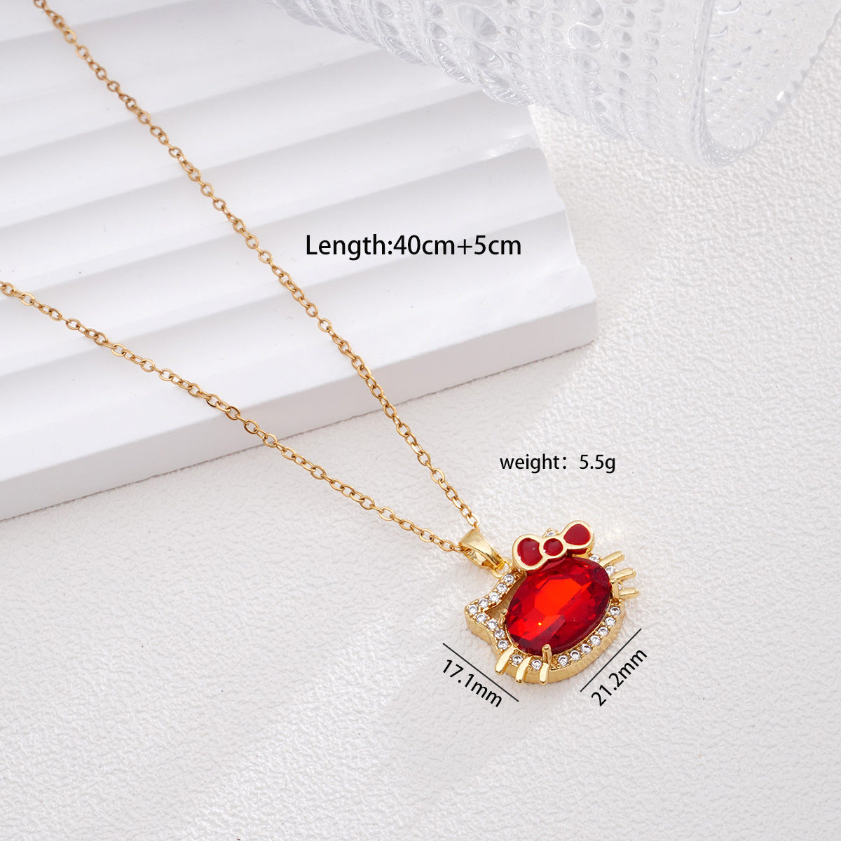 Titanium Steel Female Gold Cat Cartoon Design High-grade Necklaces