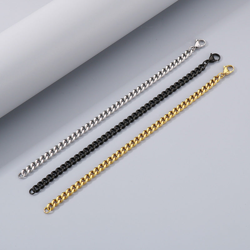 Men's Fashion Side Flat Chain Stainless Steel Bracelets