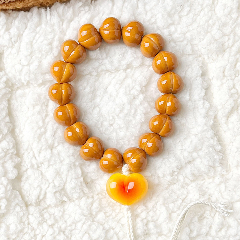 Large Size Ingot Fart Peach Monkey Head Design Ebony People Bracelet