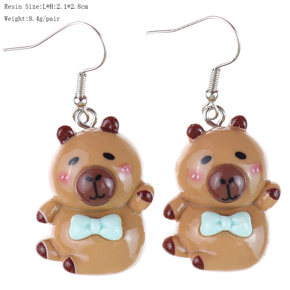 Cartoon Luminous Khaki Barra Capybara Creative Childlike Heart Rings