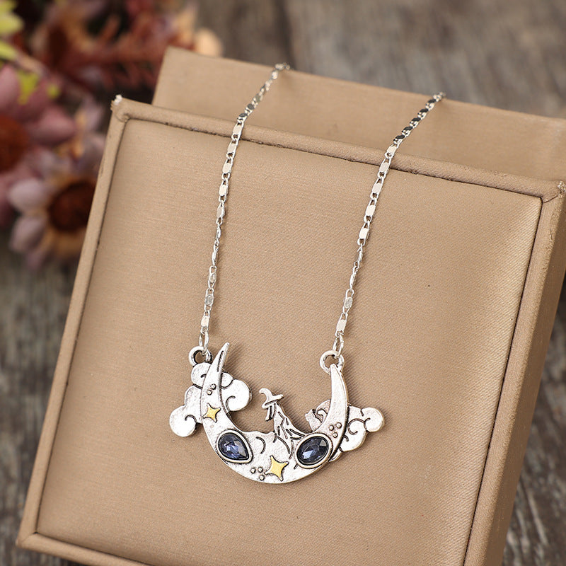 Vintage Cat Blue Treasure Chinese Style Necklaces