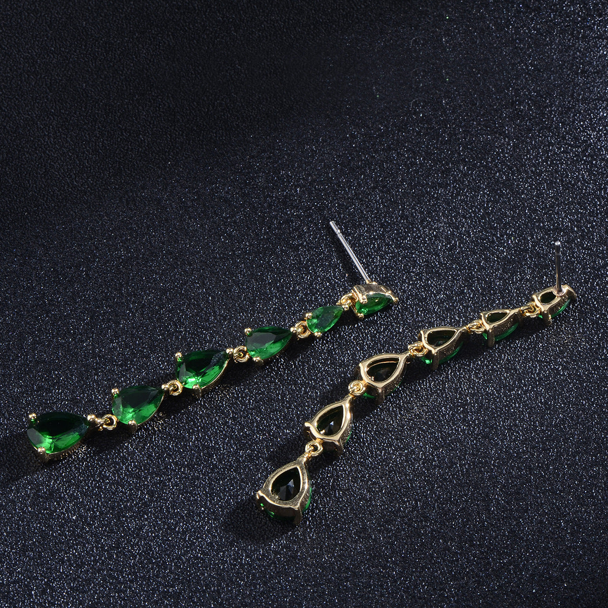 Zircon Water Drop Electroplated Sier Needle Simple Earrings