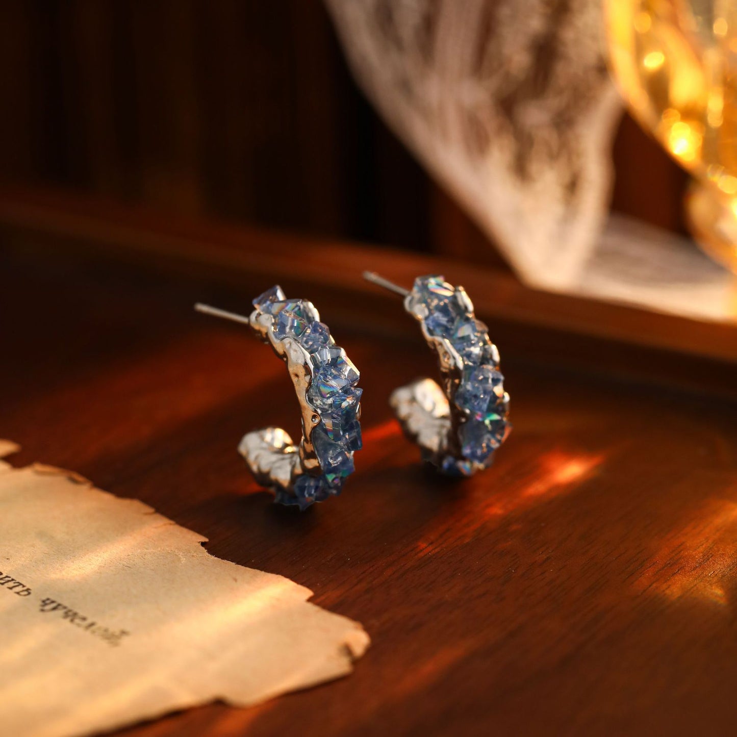 Blue Crystal Refined Simple Fresh Design Rings