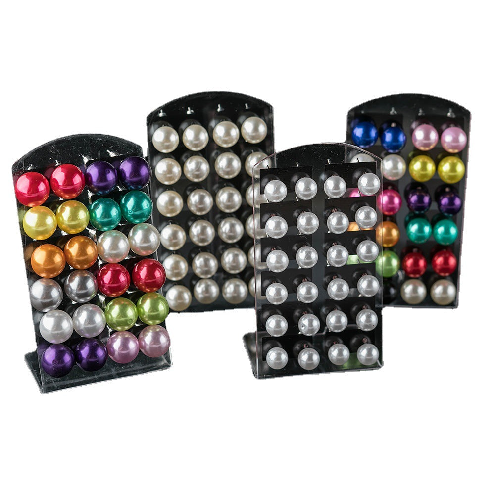 Natural Simple Plastic Bead Auricular Needle Stud Earrings