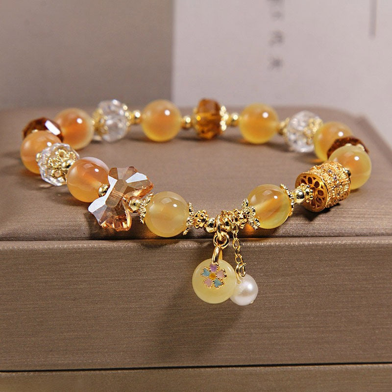 Light Luxury Minority High Sense Chalcedony Safety Buckle Money Drawing Bracelets