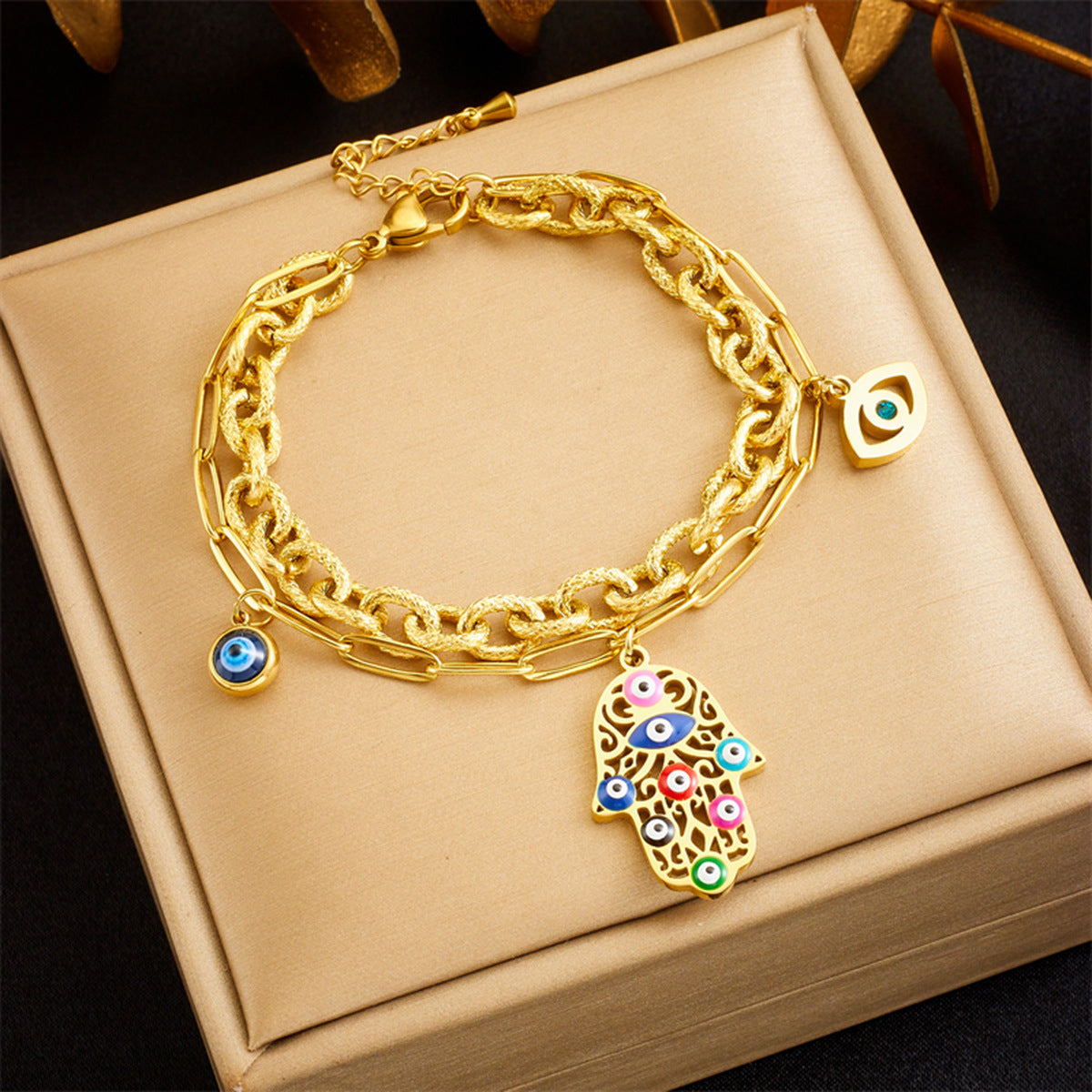 Women's Palm Eye Drop Oil Personalized Ear Clip Titanium Steel Suit Bracelets