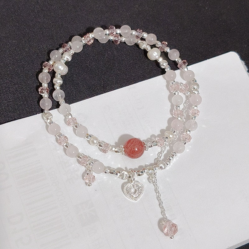Of Sier Fine Natural Crystal Double Fashion Sweet Party Girlfriend Bracelet
