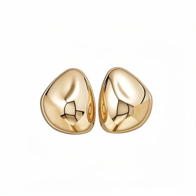 Geometric Cut Heart-shaped Oval Irregular Design Versatile Light Stud Earrings