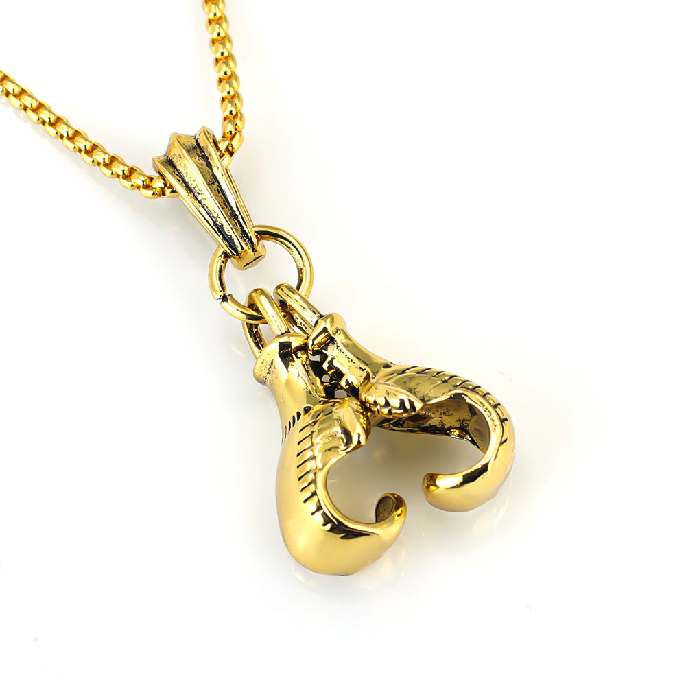Men's Stainless Steel Boxing Physical Picture Domineering Necklace