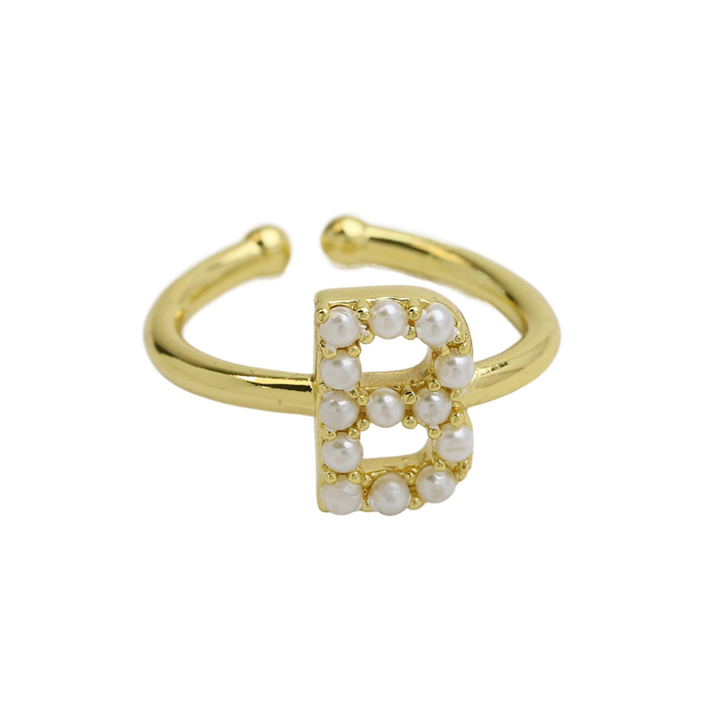 Women's Xi Brass Pearl English Letters Open Rings