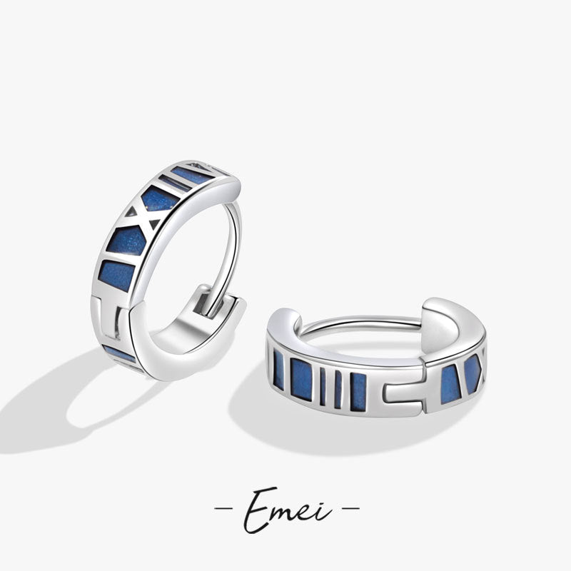 Men's Ear Clip Trendy Neutral Simple Stylish Blue Earrings