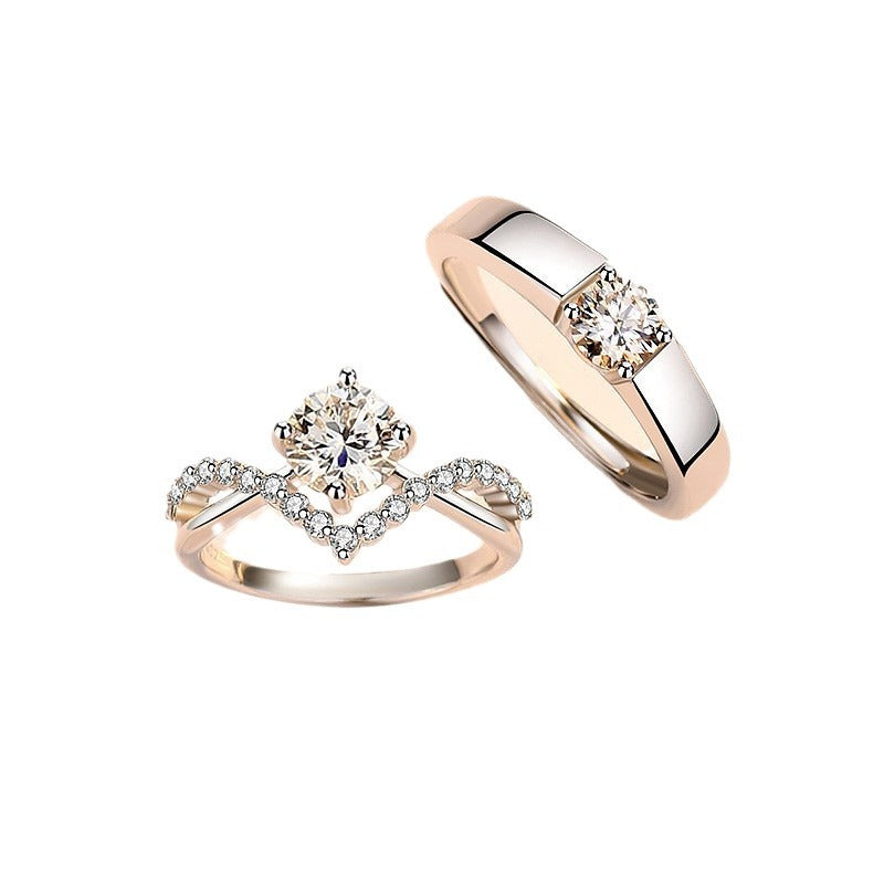 Women's & Men's Inlaid Zircon Light Luxury Simplicity Couple Rings