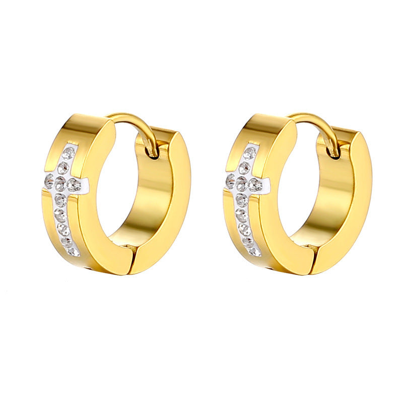 Women's & Men's Creative Carved Cross Light Luxury Clip Trendy Unique High-grade Earrings