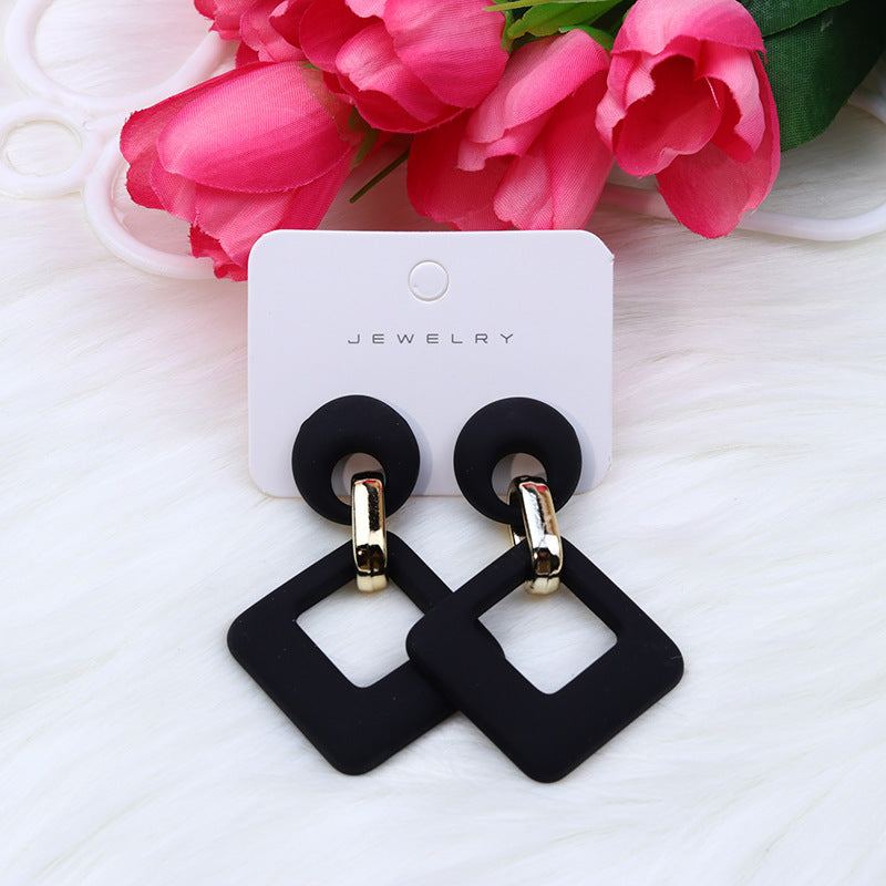 Women's Beach Colorful Fashion Rhombus Hollow Ear Acrylic Earrings