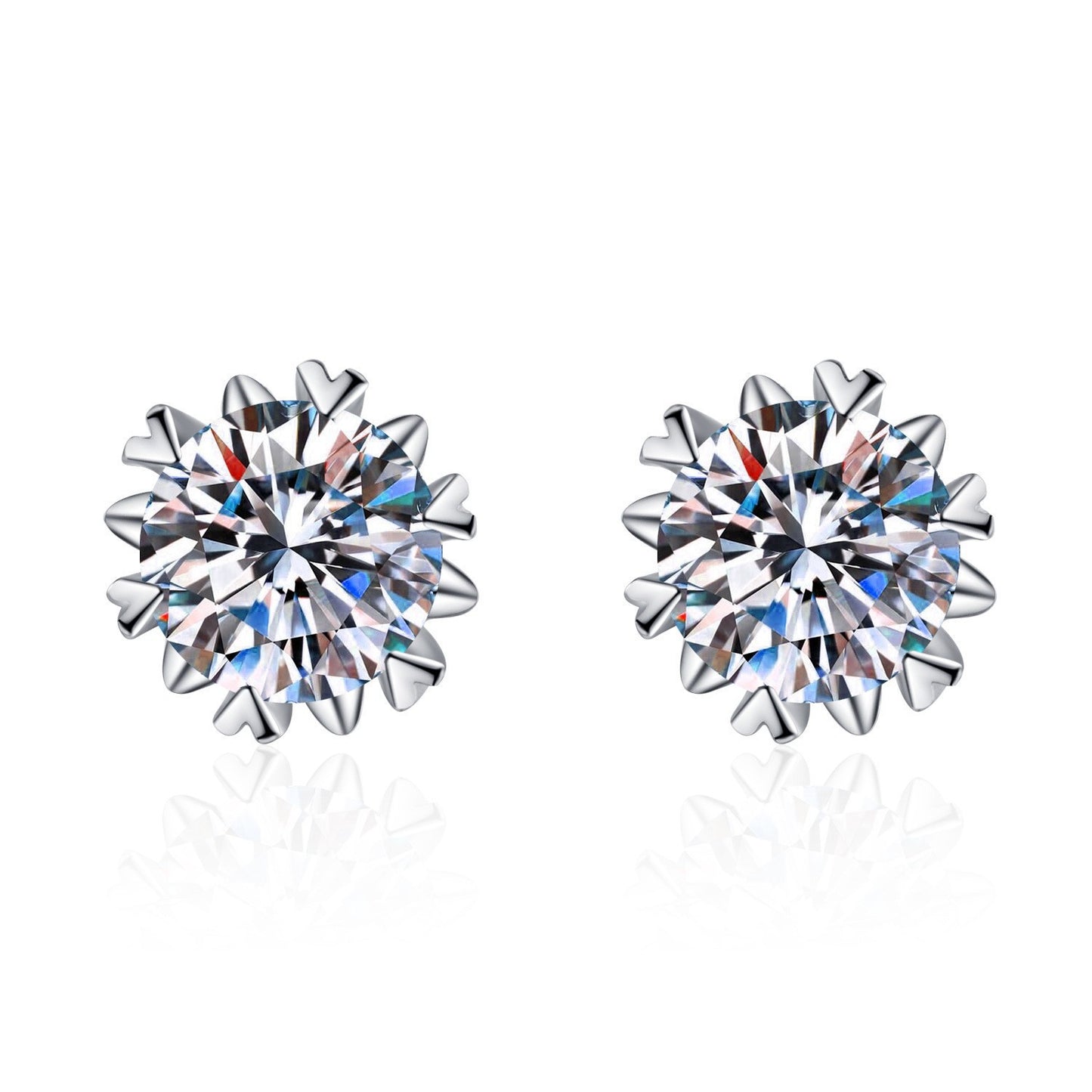 Women's Live Broadcast Karat Simple Snowflake Diamond For Stud Earrings