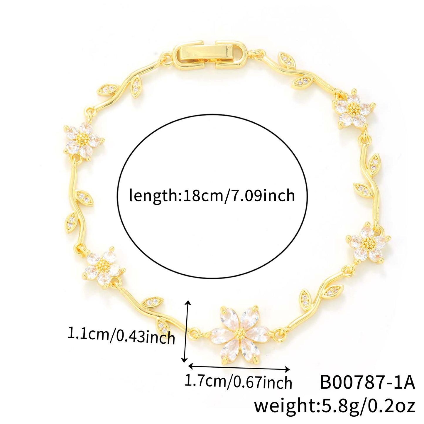 Petals Flower Leaf Zircon Design Personality Daily Birthday Bracelet