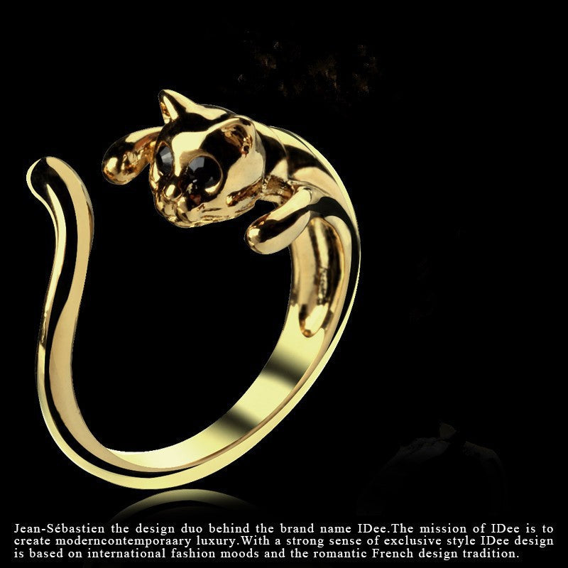 Women's Simple Cute Kitten Open Cat Paw Ear Puppy Rings