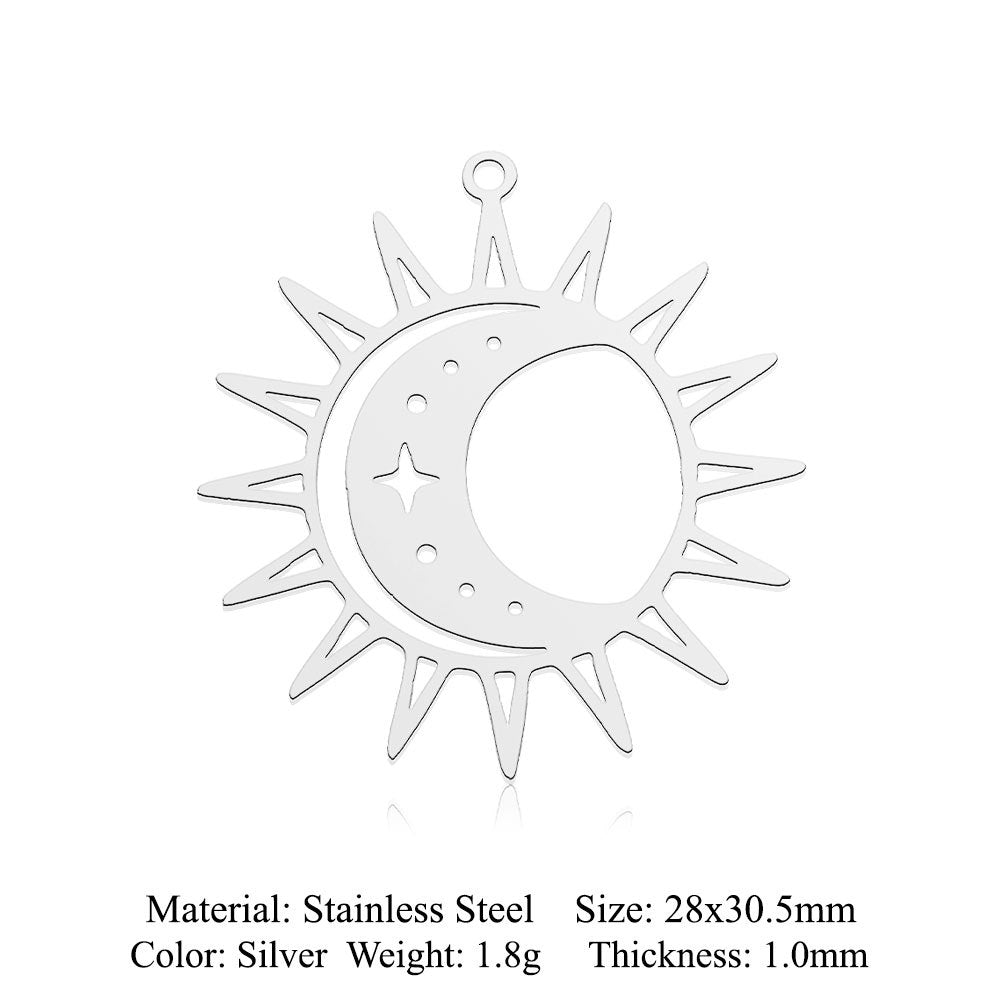 Sunrise Titanium Steel Flower Moon Ornament Pendants