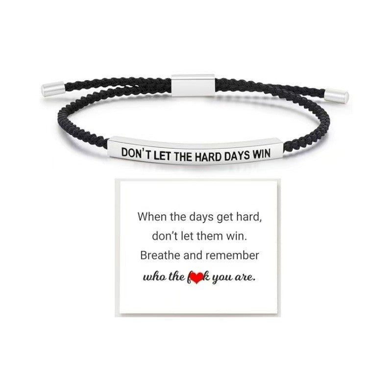 Elbow Lettering Friend Gift Rose Gold Adjustable Sier Stainless Bracelet
