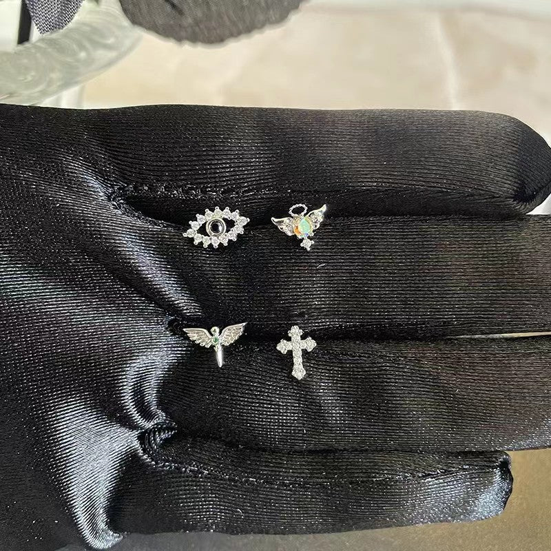 Chinese Style Cool Exquisite Devil's Eye Cross Combination Needle Temperament Rings
