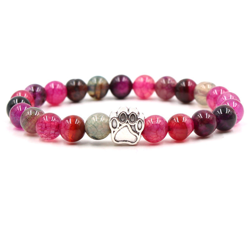 Holiday Gift Beaded Adjustable Foot Volcanic Rock Obsidian Turquoise Dog's Bracelets