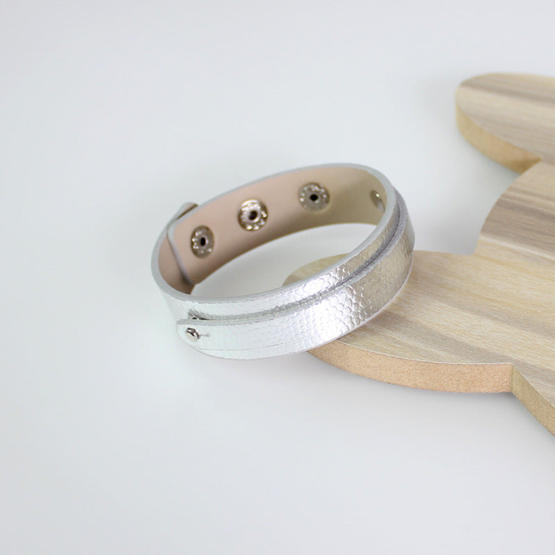 Wrist Strap Imitation Leather Personalized Letter Drop Oil Snap Bracelet