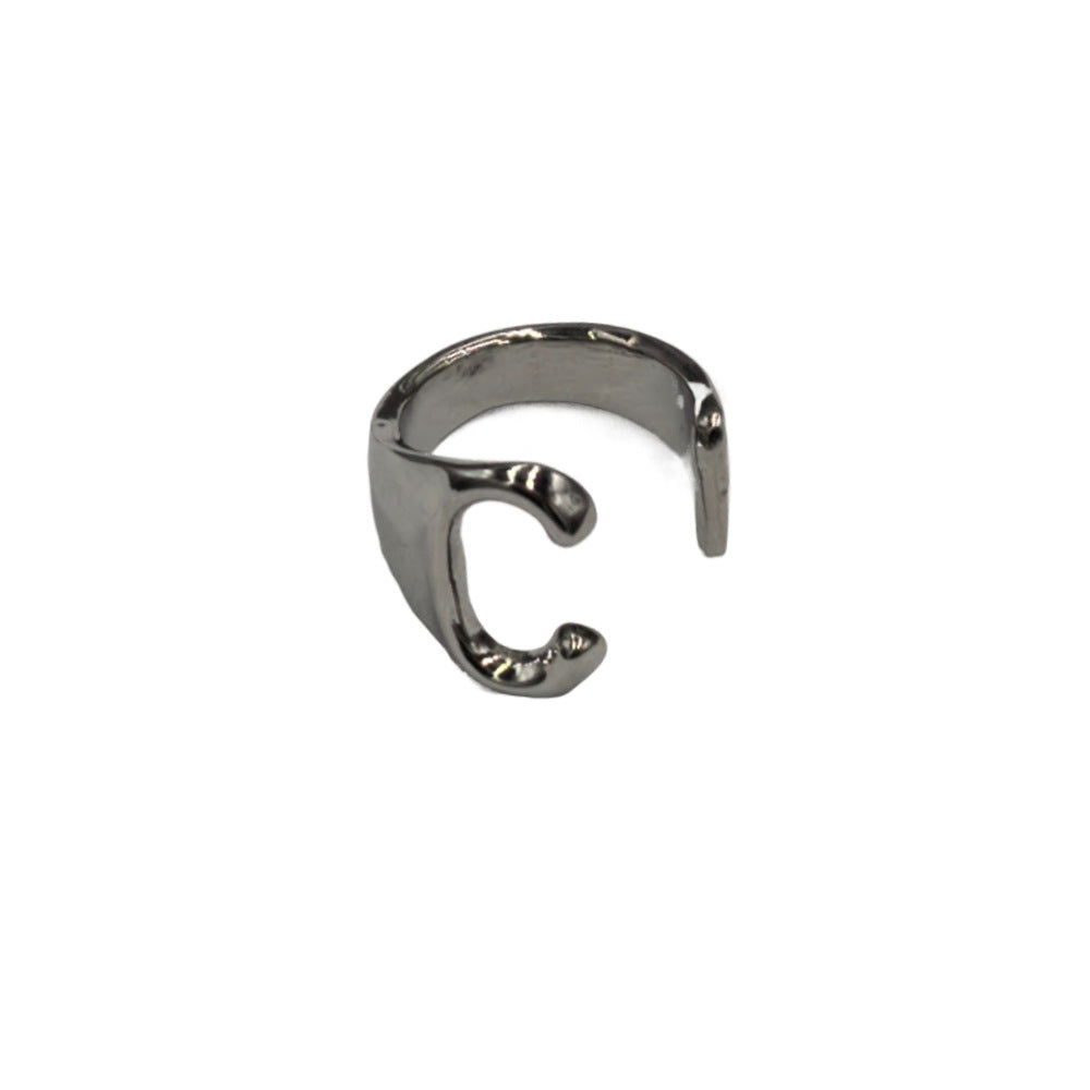 Style Open Glossy Letters Niche Design Metal Ring